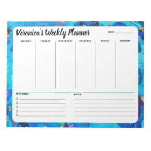 Blue Abstrakt Weekly To Do List Notepad Planner Notizblock