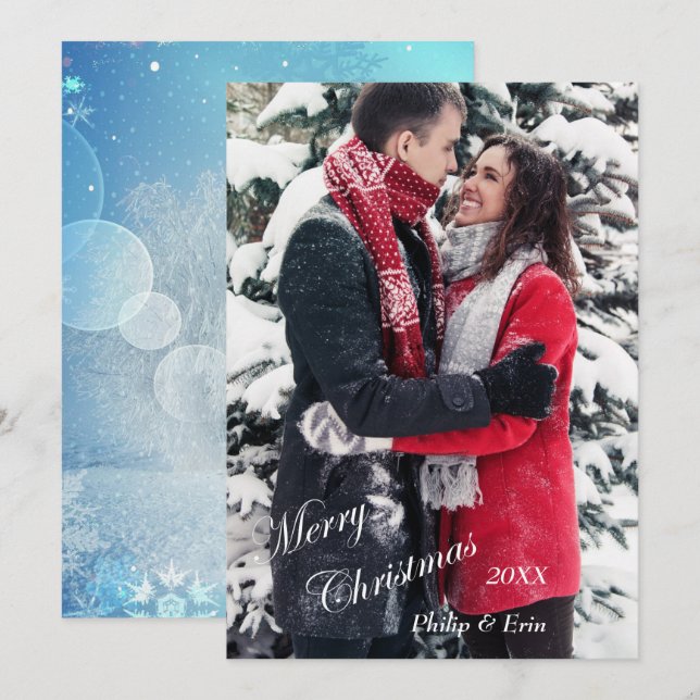 Blue Abstrakt Winter Moderne Weihnachten (Vorne/Hinten)