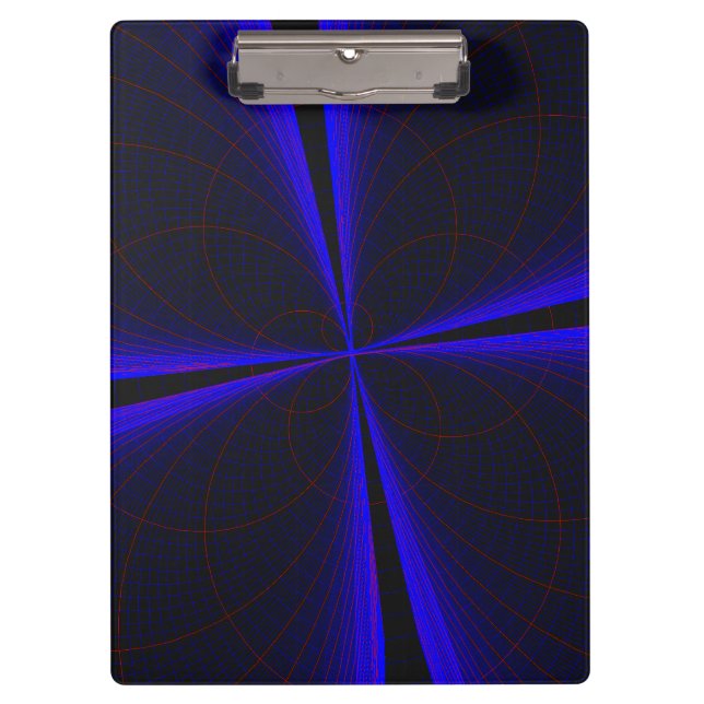 Blue Accent Clover Leaf Geometric Clipboard Klemmbrett (Vorderseite)
