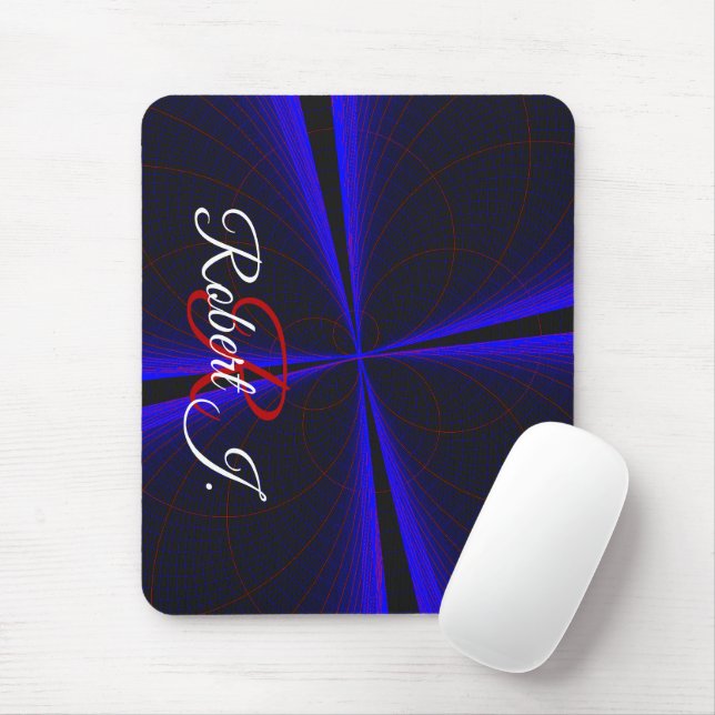 Blue Accent Clover Leaf Geometric Mouse Pad Mousepad (Mit Mouse)