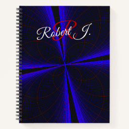 Blue Accent Clover Leaf Geometric Spiral Notebook Notizbuch