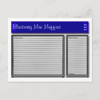Blue Accent Custom Recipe Card Postkarte