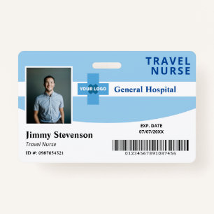 Blue Add Your Logo Hospital Employee Foto ID Ausweis