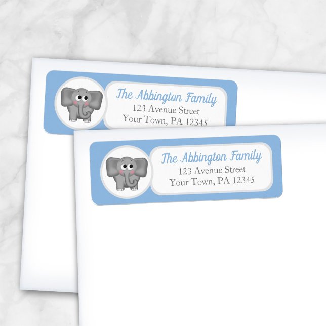 Blue Adorable Elephant Address Labels (Von Creator hochgeladen)