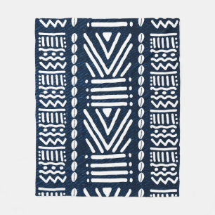 Blue African Denim Bogolan Design Blanket Fleecedecke