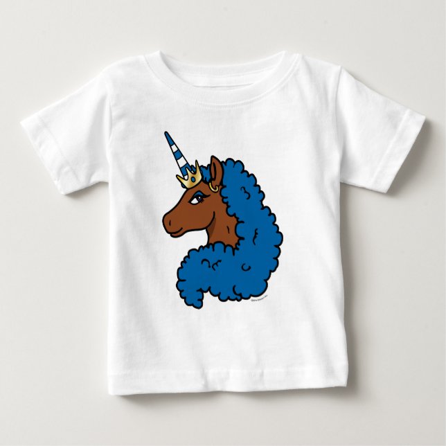 Blue Afro Unicorn Baby T-shirt (Vorderseite)