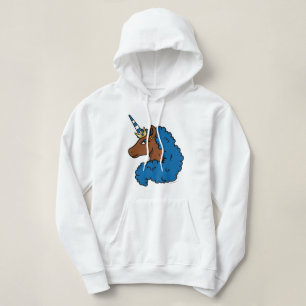 Blue Afro Unicorn Hoodie