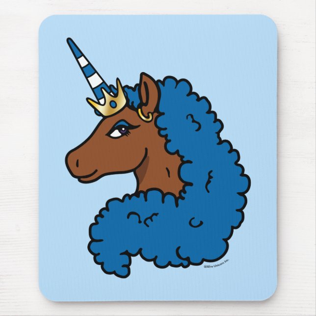 Blue Afro Unicorn Mousepad (Vorne)