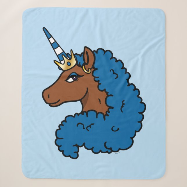 Blue Afro Unicorn Sherpadecke (Vorderseite)