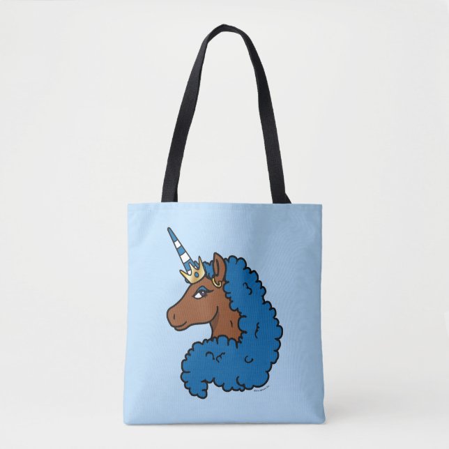 Blue Afro Unicorn Tasche (Vorderseite)