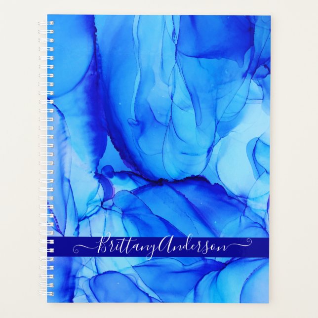 Blue Agate Abstrait Unique Indigo Art Business (Devant)