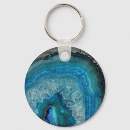 Blue Agate Druse Gemstone Schlüsselanhänger