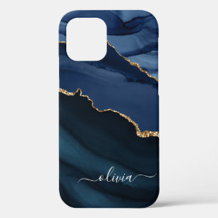 Blue Agate Geode Gold Monogram Case-Mate iPho iPhone Hülle