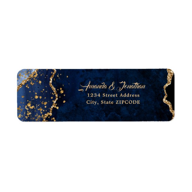 Blue Agate Gold Confetti Glitzer Wedding (Vorne)