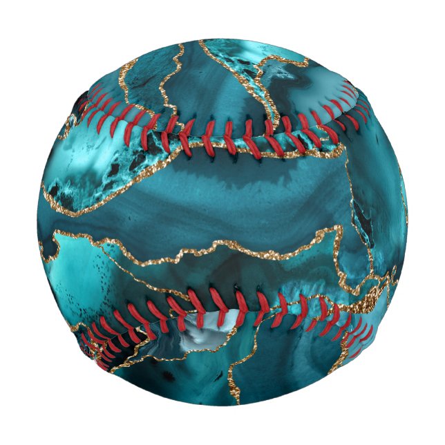 Blue Agate Gold Glitzer Abstrakt Baseball (Vorderseite)