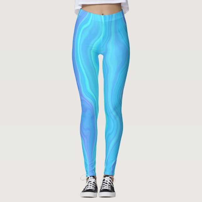 Blue Agate Layers Leggings (Vorderseite)