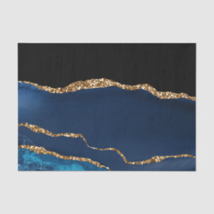 Blue Agate Marmor Shiny Golden Glitzer Chic Glam Seidenpapier
