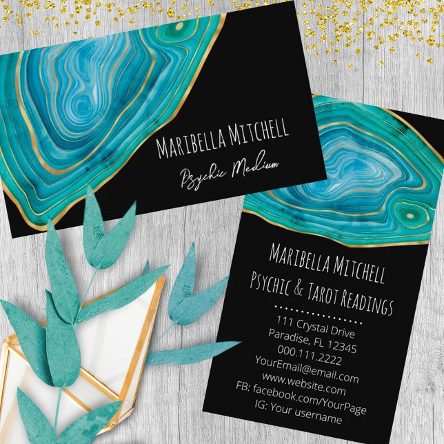 Blue Agate Slice Crystal Psychische Medium Spiritu Visitenkarte (Von Creator hochgeladen)