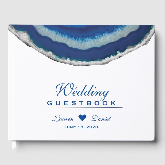 Blue Agate Wedding Gäestbook Gästebuch (Vorderseite)