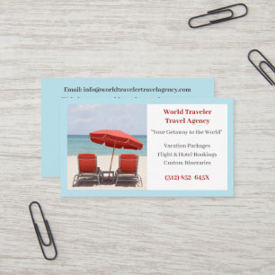 Blue Agent Travel Agency Red Beach Chairs Visitenkarte