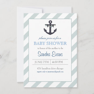 Blue Ahoy Anchor Baby Dusche Einladung