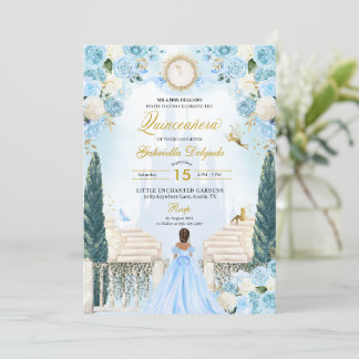 Blue Ainderella Princess Fairy Quinceanera Einladung