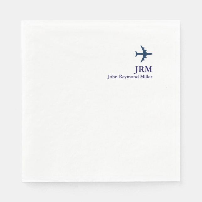 Blue Airplane Aircraft Jet Airline Pilot Party Serviette (Vorderseite)