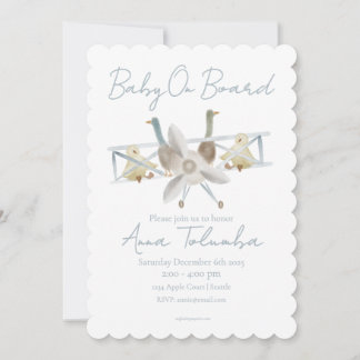 Blue Airplane Baby Shower Invitation