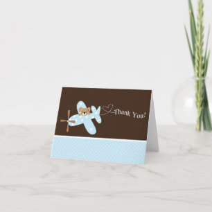 Blue Airplane Babydusche Vielen Dank Note Card Dankeskarte