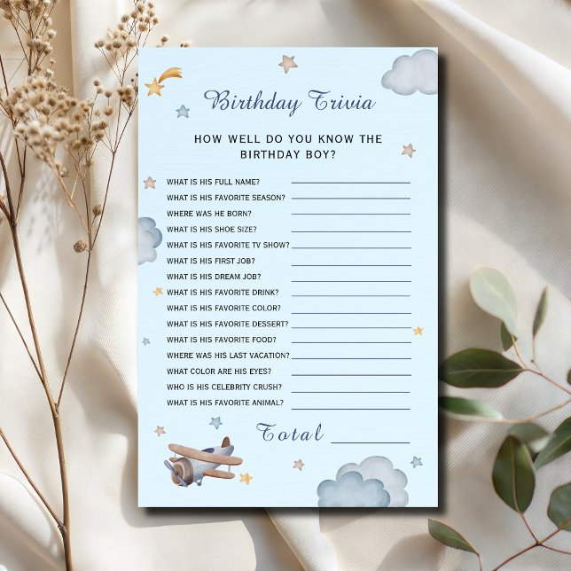 Blue Airplane Birthday Trivia Party Game (Von Creator hochgeladen)