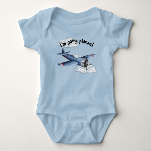 Blue Airplane Boy Baby Bodysuit Strampler