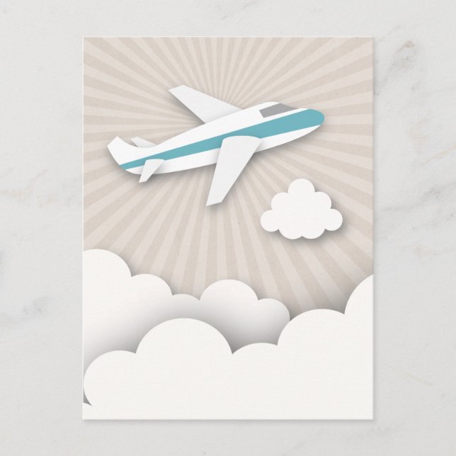 Blue Airplane Geburtstagspartei Postkarte (Vorderseite)