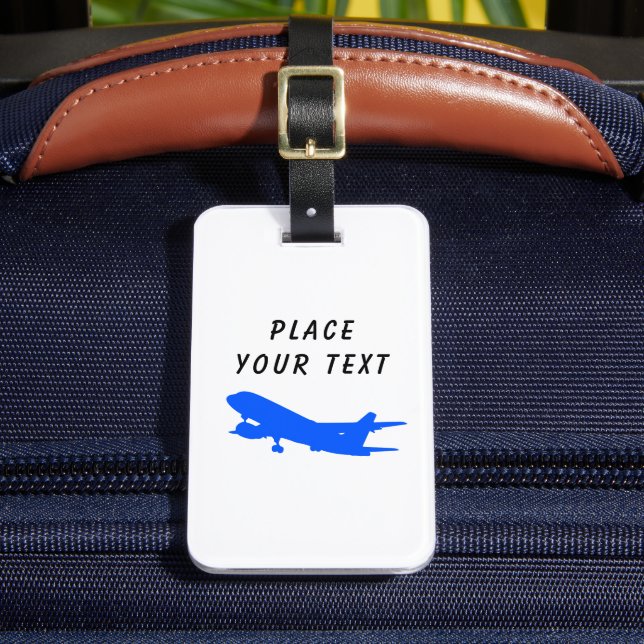 Blue Airplane Gepäckmarke mit Informationen Gepäckanhänger (Vorderseite Insitu 2)