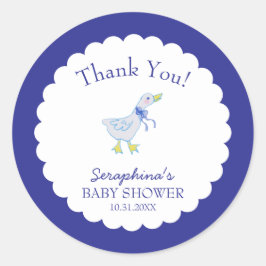 Blue Albern Goose Baby Dusche Vielen Dank Runder Aufkleber