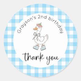 Blue Albern Goose Birthday Vielen Dank Runder Aufkleber