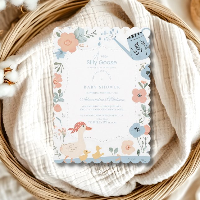 Blue Albern Gose Baby Dusche Einladung (Von Creator hochgeladen)