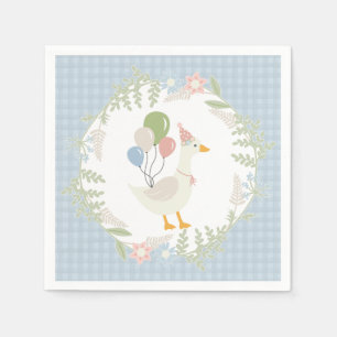 Blue Albern Gose Floral Gingham Paper Serviette
