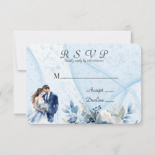 Blue Alcohol Tinte Bridge & Groom Wedding RSVP Car Save The Date