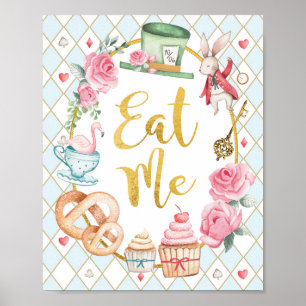 Blue Alice im Wunderland EAT ME Party Signieren Poster