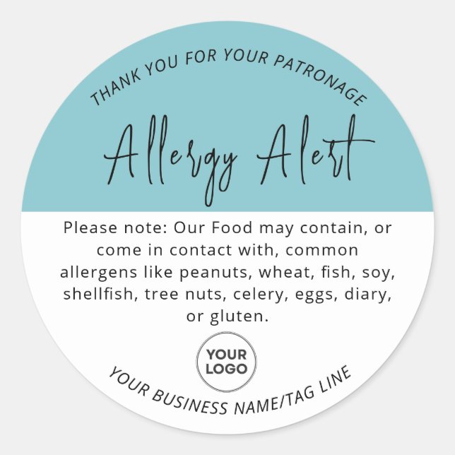 Blue Allergy Food Warning Alert Round Aufkleber (Vorderseite)