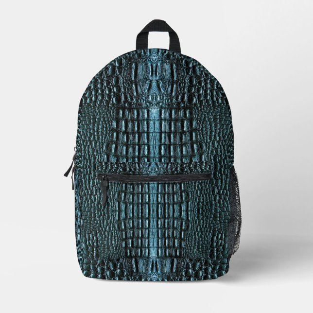 Blue Alligator Leather Bedruckter Rucksack (Vorderseite)