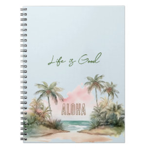 Blue Aloha Tropical Beach Palm Trees Notizblock
