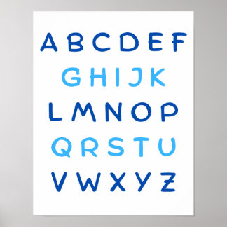 Blue Alphabet Hauptstadt Briefe Lehrer Kinderzimme Poster