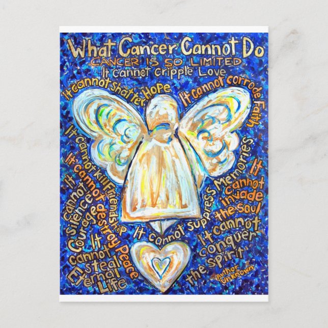 Blue &amp; Gold Cancer Angel - Groß Postkarte (Vorderseite)