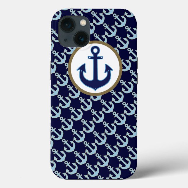 blue anchor & anchors-pattern Case-Mate iPhone hülle (Rückseite)