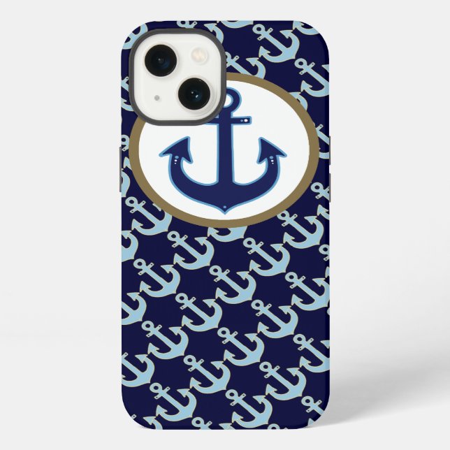 blue anchor & anchors-pattern iPhone hülle (Rückseite)