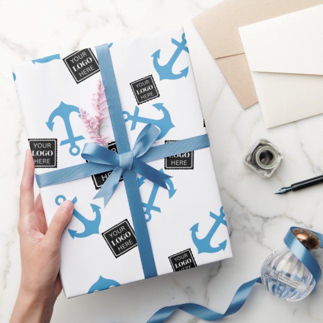 Blue Anchor & Boat Business-Logo Geschenkpapier (Schenken)