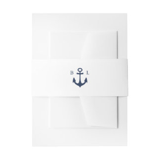 Blue Anchor Classic Nautical MONOGRAM Wedding Einladungsbanderole
