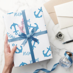 Blue Anchor & Couple Initials Geschenkpapier