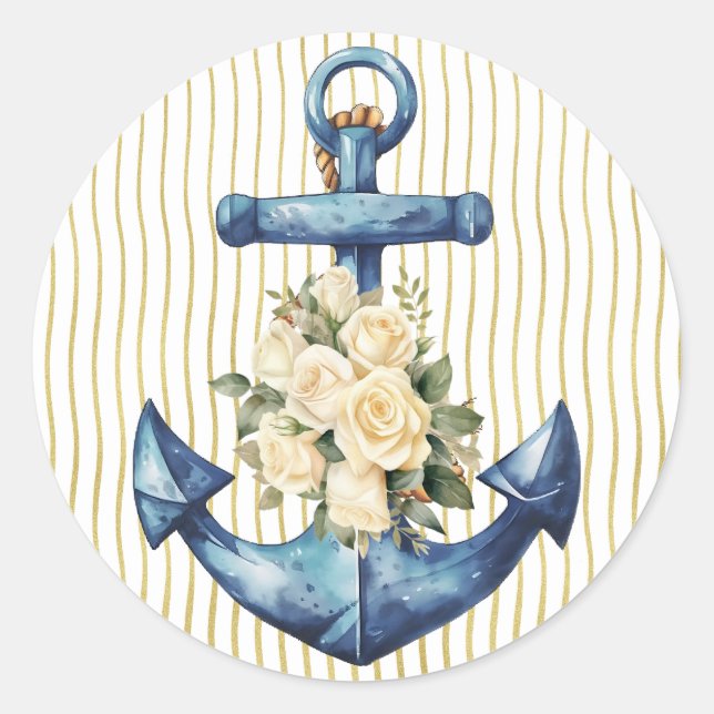 Blue Anchor-Geschenkmarke Runder Aufkleber (Vorderseite)